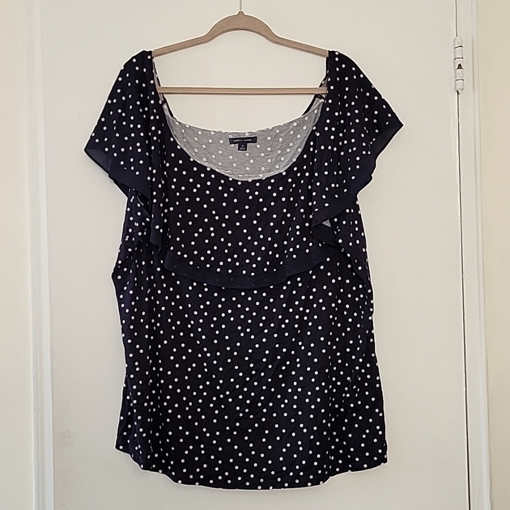 Tommy Hilfiger Garden Tour Navy Polka Dot Top